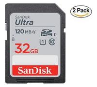 2pcs Carte Mémoire SDHC SanDisk Ultra 32 Go jusqu'à 120 Mo/s classe 10 UHS-I