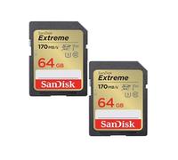 2PCS Carte Mémoire SDXC Extreme 64Go SDXC 170MB/S 80MB/S UHS-I Class 10 U3 V30 RescuePro Deluxe