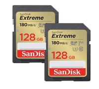2PCS Carte Mémoire SDXC SANDISK Extreme 128Go SDXC 180MB/S 90MB/S UHS-I Class 10 U3 V30 RescuePro Deluxe