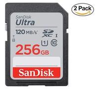 2pcs Carte Mémoire SDXC SanDisk Ultra 256 Go jusqu'à 120 Mo/s classe 10 UHS-I G