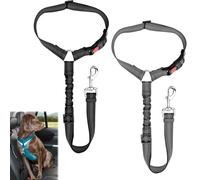 2PCS Ceinture Chien Voiture,Ceinture Securite Chien Voiture,Ensemble de Harnais Universelle, avec Absorption des Chocs, Réglable de 28 à 33 Pouces(Noir,Gris)