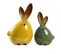 2pcs Ceramic Lapin Figures Easter Bunny Statues Sculpture Meubles Statues Animal Statues Porcelaine Lapin Figurines Bureau Décoration Fête de Pâques (2 pièces)