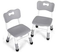2PCS Chaise de Bureau Enfant Réglable en Hauteur - Tabouret Plastique Capacité 100kg pour Fille Garcon, Chambre/École/Garderie, Gris