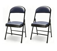 2Pcs Chaise Pliante en Cuir PU Rembourrée avec Poignée, Siège Portable avec Coussin Épais Et Cadre en Métal Solide, Confortable pour Maison, Bureau, Fêtes,P