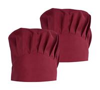 2pcs Chapeaux de Chef pour Femme Homme, Réglable Chapeau de Cuisine avec Élastique, Respirant Casquette Cuisinier de Boulanger Champignon Toque de Chef pour Adulte Patissier Maison Restaurant (Rouge)