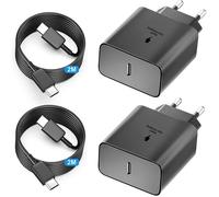 2Pcs Chargeur 45W Super Charge Rapide pour Samsung Galaxy S25,S24+,S24 Ultra,S23+,Prise Secteur USB C Adapteur avec 2m Câble USB C