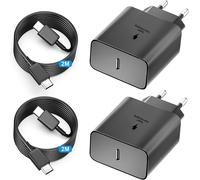 2Pcs Chargeur 45W Super Charge Rapide Pour Samsung Galaxy S25,S24+,S24 Ultra,S23+,S23 Ultra, S22,S21,Note20,A54,A53,Z Fold5,Flip5,Fold4, Flip4,Tab S8,Prise Secteur Usb C Adapteur Avec 2M Câble Usb C