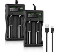 2PCS Chargeur Accu 18650, Chargeur Piles Rechargeable pour Batteries Rechargeables Lithium ION, Chargeur De Piles Polyvalent avec Alimentation USB, Chargeur Accu 18650 Fiable pour Usage Domestique