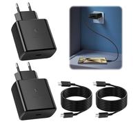 2Pcs Chargeur Charge Rapide USB C 45w Compatible avec Samsung Galaxy S25 S24 S23 S22 S21 A55 A54 A53 A52 20 S9 S8, Chargeur Secteur Type C avec 2 Cables USB-C 1M, Adaptateur Charge Rapide Téléphone