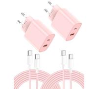 2PCS Chargeur pour iPhone 17Pro, 20W Chargement Ultra Rapide à Deux Ports avec Câble USB C 2M pour iPhone 17/16/15, pour Samsung, pour Pad, Pixeli etc-Rose