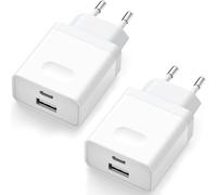 2Pcs Chargeur USB C, Prise Rapide 20W Replacement for iPhone 16 15 14 13 12 11 Pro Max SE XS XR 8 7 6S Plus Mini SE, Pad, Galaxy, Adaptateur Secteur Type C Double Bloc Mural Alimentation Wufuera