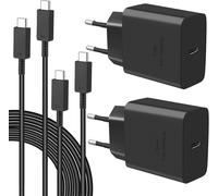 2pcs Chargeurs Rapides 45w Usb C Pour S25ultra S25+ S25 S24ultra S23 S22 S21 S20 Fe Tab S10 S9 A56 A55 A54 A53 A36 A34 A26 A16 5g Z Fold 6 Flip 6,Pps Pd3.0 Alimentation Avec 2 * 2m 5a Câble