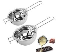 2pcs Chaudières Doubles en Acier Inoxydable Chocolat Melting Pot Récipient à Bain-Marie avec Poignée Résistante à la Chaleur Pour La Chauffage du Lait,Du Beurre Ou du Chocolat (400ml+600ml)