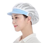 2pcs Chef Chapeaux Unisexe Toque de Cuisinier Élastique Maille Respirant Service Cuisine Calot Casquette Travail Bonnet Filet à Cheveux avec Bord (FR/ES, Alpha/Lettres, Taille Unique, Blanc+Bleu)