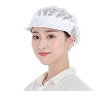 2pcs Chef Chapeaux Unisexe Toque de Cuisinier Élastique Maille Respirant Service Cuisine Calot Casquette Travail Bonnet Filet à Cheveux avec Bord (FR/ES, Alpha/Lettres, Taille Unique, Blanc)