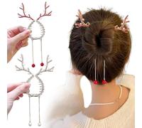 2PCS CHILL CLIPS DES CHEURS avec Tassel Shining Antler Banana Clips Hair avec strass accessoires de Noël confortables pour la décoration | Barrette
