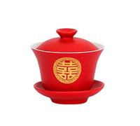 2pcs Chinois de Mariage de Mariage Ensemble Rouge céramique gaiwan Couverture de théière de thé