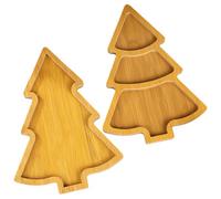 2pcs Christmas Serving Tray, Wood Christmas Tree Servant Platters Charcuterie Board, Table Decorations Supplies for Winter Ordin Ordin Home Party