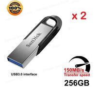 2PCS Clé USB - SANDISK Ultra Flair 256 Go - USB 3.0 vitesses allant jusqu'à 150 Mo/s Protection par mot de passe 100% d'original