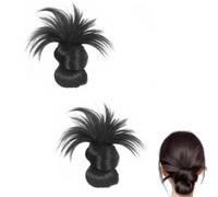2PCS Clip-On Feathered Bun Wig - Hgyugrf Messy Bun Hair Piece, Perruque Femme Naturelle Postiche Queue de Cheval Avec Pince Extension Claw On Ponytail Cheveux Naturel Hair Extensions Pour Femmes (B)