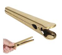 2pcs Clips de scellage à la mâchoire, clips d'alligator de fer Bagure de cuisine de conception de dents interne pour une collation à gâteau à café Sac de nourriture 4,5 pouces (Or)