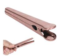 2pcs Clips de scellage à la mâchoire, clips d'alligator de fer Bagure de cuisine de conception de dents interne pour une collation à gâteau à café Sac de nourriture 4,5 pouces (Or rose)
