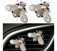 2pcs Clips pour bouches d'aération de voiture Bling Shiny Rhinestone Car Interior Decorations Accessory(Bee)