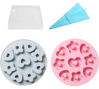 2pcs Coeur & Etoiles Moules en silicone, moules à gâteaux cannelés, 9 cavités Coeur Etoiles Moules pour la fabrication de savon artisanal, chocolat, savon bougies glace gelée résine Donut