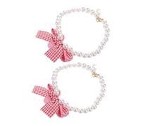 2pcs Collier à col de Compagnie à Arc à Fleurs réglables pour Les Petits Chats et Chiens Conception élégante de Fausse Perle avec des Sons Joyeux pour Le Plaisir interactif et l'entretien Facile