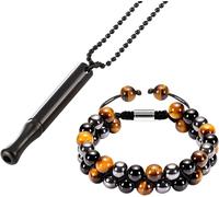 2pcs Collier Anti-Anxiété Et Bracelet Réglable,Collier Sans Fumée,Collier Respiration,Collier De Soulagement D'anxiété Pour Exercices De Respiration,Cadeaux Spirituels Pour Femmes Hommes