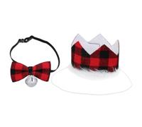 2pcs Collier d'animaux de Noël avec Une Cloche à nœud Papillon élastique et Un Chapeau Adorable pour Chiens Accessoires de Vacances Confortables légers
