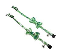 2pcs Collier de Chat de la journée Patrick avec des Fournitures de Animaux de Compagnie réglables à Cloche Amovible pour Les Chats Charmant Accessoire de Vacances pour Animaux de Compagnie présents