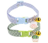 2pcs Colliers de Chat Mignons Checkedons de Dessins animés réglables pour Chats mâles Détroises de Cou d'animaux de Compagnie avec Patte et Cactus pour Les fêtes