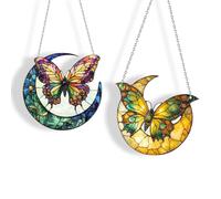 2PCS Coloré Grand Papillon Attrape-Soleil Animal Fenêtre Suncatcher Décoration de Fenêtre à Suspendre Fenêtre Ornements pour Mur Maison Jardin Décor Cadeau