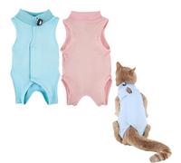 2PCS Combinaison de récupération pour chat après une chirurgie, Bodysuit respirant anti-léchage pour chat, Vêtement de récupération chirurgicale doux pour chats et chatons, Alternative au collier E et