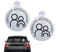 2PCS Conduite Accompagnée Magnetique,Conduite Accompagnée avec Ventouse,Sticker Disque Conduite Accompagnée Autocollant de 15 cm de Diamètre pour Voiture Jeune Conducteur Apprentissage.