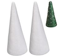 2pcs Cônes en polystyrène pour l'artisanat, Cône en polystyrène Cônes en Mousse pour l'artisanat de Noël, Grands cônes en Mousse pour l'arbre de Noël, cônes en Mousse pour l'arbre de Noël