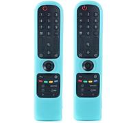 2Pcs Coque Housse Telecommande Silicone Compatible Avec Lg Mr21Ga Mr21Gc Mr22Gn Mr22Ga Mr23Gn Oled Qned Smart Tv,Protection Coque Telecommande Pour Lg Magic Remote Control 2024 Remote (2Pcs Glow Blue