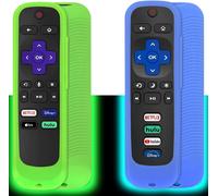 2Pcs Coques De Télécommande (Phosphorescentes) Compatibles Avec Télécommande Roku Tv, Roku Express, Streaming Stick, Première, Coque Universelle En Silicone Avec Cordon (Vert Et Bl[TEL9122263]