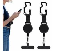2PCS Cordon Securite Telephone Portable, 24 Inch Métal Sangle Telephone Harnais Antivol, Cordon Sécurité Téléphone Retractable avec Porte-clés, Lanière Sécurité Antivol Accessoires Téléphones