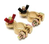 2PCS Cosse Borne Batterie Serrage Brass Clip Connecteur Pince Cuivre CAR Voiture