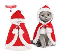 2PCS Costume de Noël pour Animaux de Compagnie avec Bande de Cloche, Cape de Chien de Chat pour Chiot Chaton Chats Petits Chiens Animaux de Compagnie, fête de Cosplay de Noël (M)