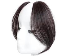 2pcs côté frange Clip dans une pince à cheveux humaine sur une frange pour femmes 9,8 pouces de long vague naturelle fausse frange extensions de cheveux marron foncé marron foncé