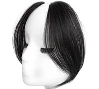 2pcs côté frange Clip dans une pince à cheveux humaine sur une frange pour femmes 9,8 pouces de long vague naturelle fausse frange extensions de cheveux franges noirs naturels