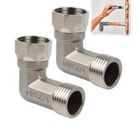2Pcs Coude 90 degrés en 304 acier inoxydable,Raccords Femelle 1/2" pour Raccord Robinet Douche, Bras de Douche, Raccord Gaz, Capuchon Robinet d'Eau, Tuyau Flexible und pulvérisateur