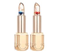 2pcs Couleur Changer le rouge à lèvres, Balm à lèvres Tintred à fleurs transparentes claires