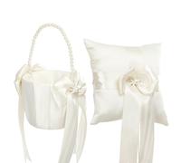 2PCS Coussin Alliance Mariage et Paniers de Fleurs Mariage, Oreiller de Bague de Mariage Coussin de Bague de Mariage Bague de Mariage Oreiller pour Bague de Mariage