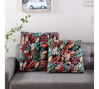 2Pcs Coussins de Siège à Motifs Tropicaux Éclatants,Carrés et Ronds, pour Canapé,Chaise et Sol,Coussins Décoratifs pour la Maison,Le Bureau et Tous Les Âges