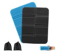 RISVOWO 2PCS Coussins de Siège Pliable avec Sac de Transport, Mini Tapis de Sol Camping Isolant, XPE Ultralégère Tapis en Mousse, pour Camping, Randonnée, Extérieur (Bleu et Noir