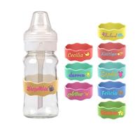 2pcs Couvercle de gobelet en silicone avec nom personnalisé,Bracelet personnalisé pour bouteille d'eau,Sangle pour biberon avec nom gravé(pour la crèche,l'école)